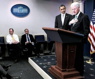 White House Press Room - Obama & Clinton