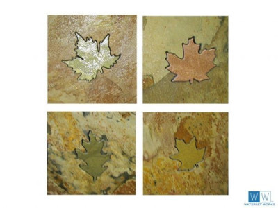 Leaves365 Slate Leaves Inlaid into Tiles