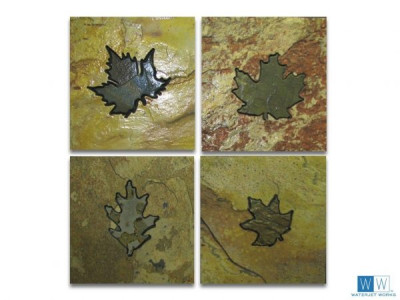 Leaves365 Slate Leaves Inlaid into Tiles
